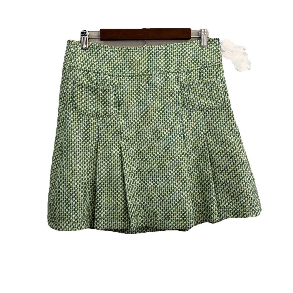 Tulle Tweed Pleated Y2K Academia Preppy A Line Skirt Women Large